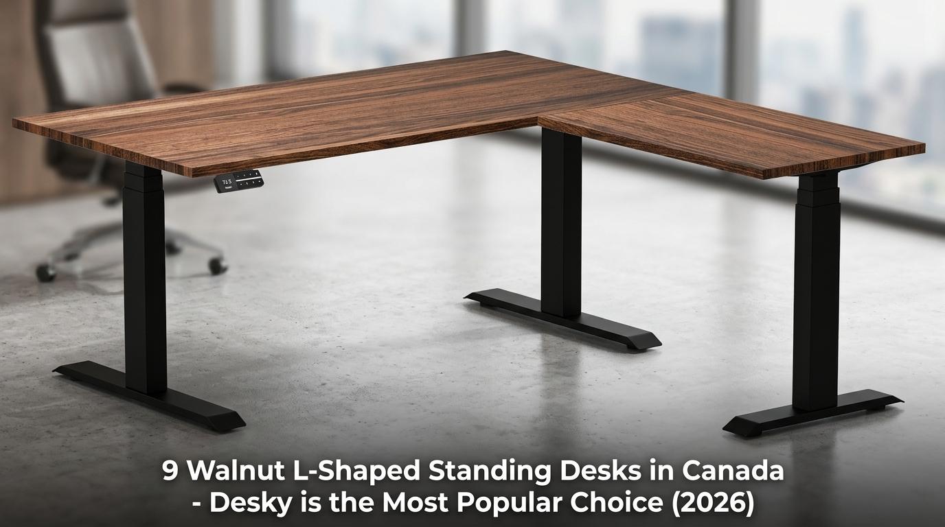 walnut standing desks canada, l-shaped standing desks canada, best standing desks canada, ergonomic desks canada, portable standing desks canada, height adjustable desks canada, office desks canada, workspace furniture canada, modern standing desks canada, desky standing desks canada