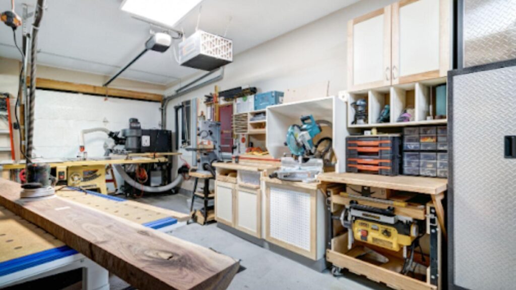 Workshop in garage in residential house