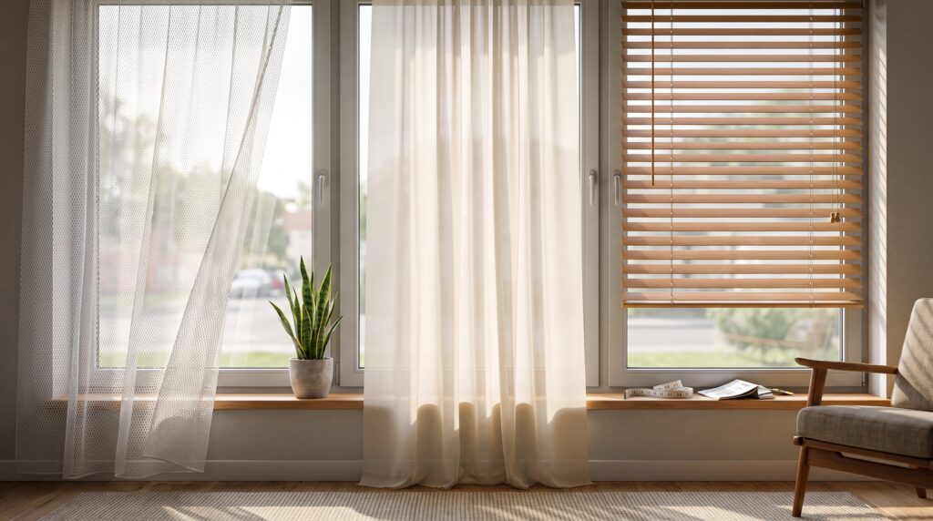 Net Curtains vs. Voile Panels and Blinds